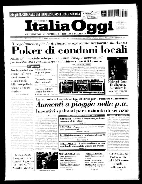Italia oggi : quotidiano di economia finanza e politica